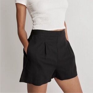 Madewell Clean Shorts Pull On Linen Cotton Blend High Rise Black Coal NWT Medium